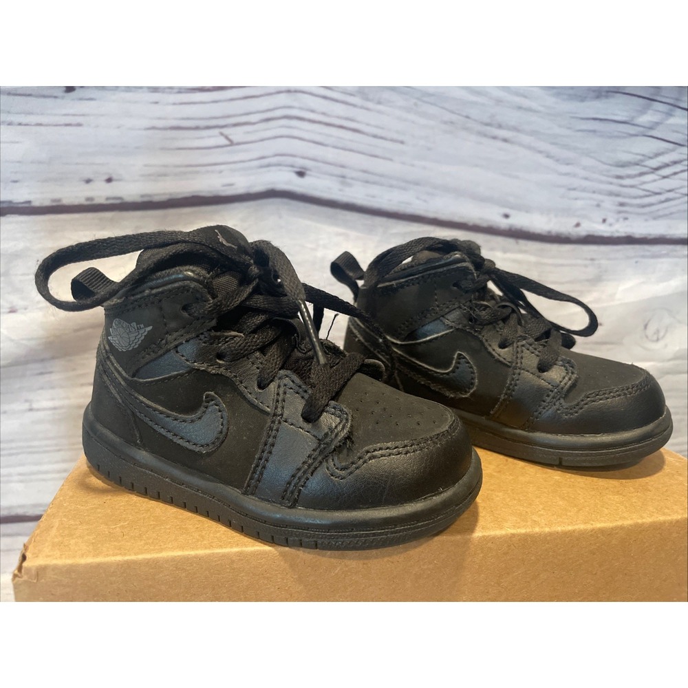 Nike Jordan 1 Mid Black/Dark Grey-Black TD Toddler Size 6c 640735 050